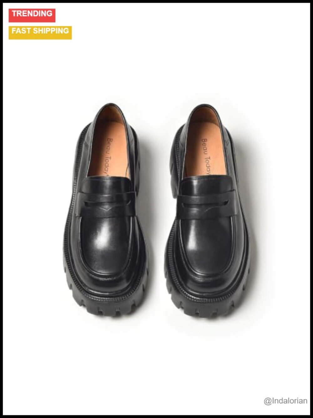 Chunky Platform Loafers Full Grain Leather Lug Sole Slip On Penny Shoes